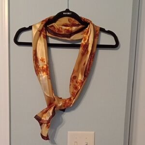 Vintage Gold and Brown Silky Wrap Scarf